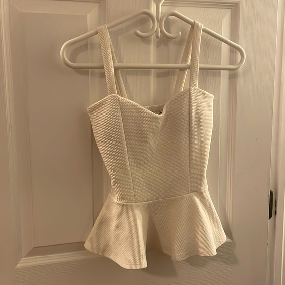 White Peplum Tank Top Small - Picture 1 of 5